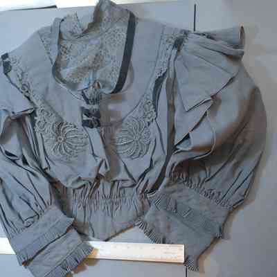 2023.dpw.377a - black wool top w/ ruffle edging: Owned by Mrs Olsen, mother of Dr. Gabrielson