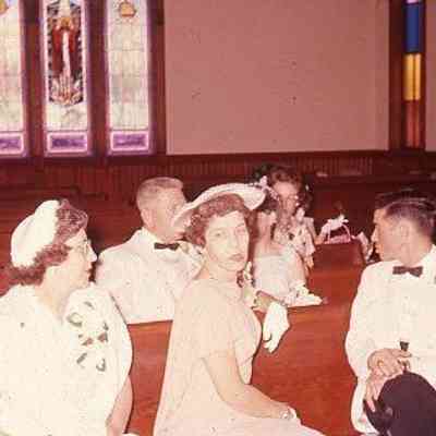 62. Elaine Detrick (daughter of MAB) wedding, Coupeville Methodist Church: KJH, EYH, WKB, MAB, and others - June 15, 1958
