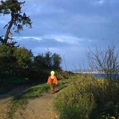 64. KJH walking on spit across from Kennedy's Lagoon: Kennedy's Lagoon - April 1957