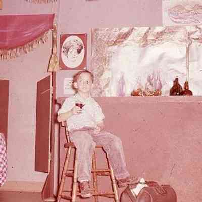 70. KJH in play set created by JJC, Gibson girl drawing and other art by JJC: Couepville? - ca. 1957