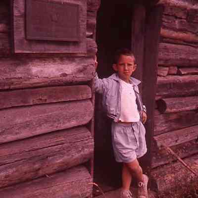 74. KJH in door of Cemetery blockhouse: Sunnyside Cemetery - Aug. 1958