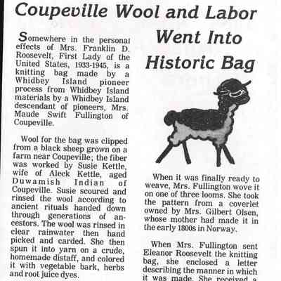 Portion of Article About Woven Bag Given to Eleanor Roosevelt by Maude Swift Fullington
