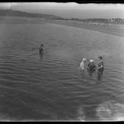 Bathing girls at Monroes Landing: Origsize: 4x5; Origformat: Negative