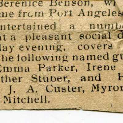 Newspaper - Berenie Benson's dinner party