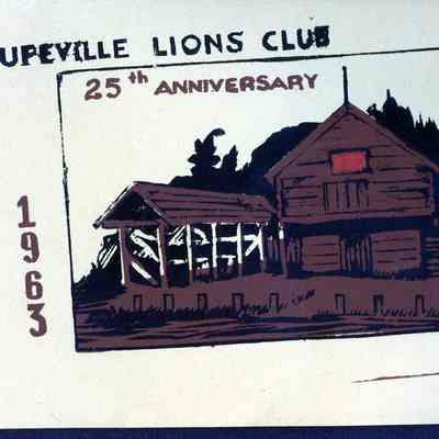 002 - Program from Coupeville Lions Club 25th Anniversary, illustrated by Jimmie Jean Cook: Used Linoleum block prints