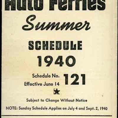 Puget Sound Auto Ferries Summer Schedule, 1940