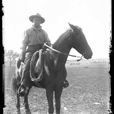 Man on horseback, EN Stark written on negative: Origsize: 4x5; Origformat: Negative