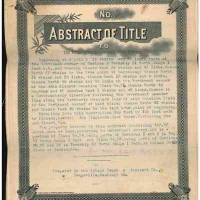 Abstract of Title - Portion of the John Kineth Land Claim