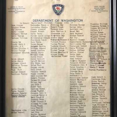Department of Washington - In Memory Maple Leaf Fircrest Pioneer 1965