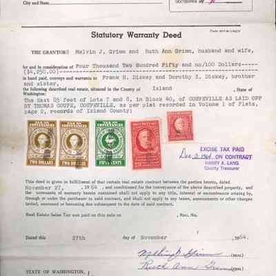 Statutory Warranty Deed - Frank and Dorothy Dickey