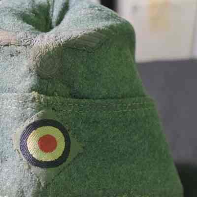 B - Nazi uniform hat with British insignia handsewn on