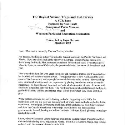 Transcription of The Days of Salmon Traps and Fish Pirates VHS