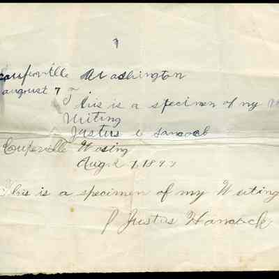 Specimen of Writing - Hancock, Justus