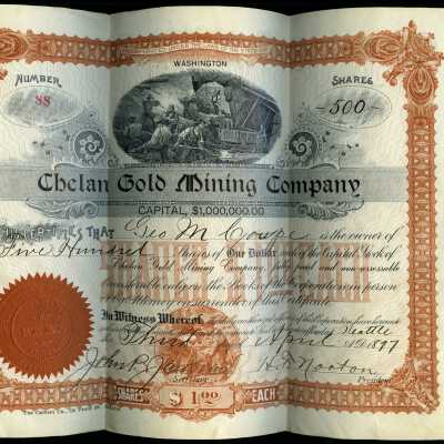 George Marshall Coupe Capital Stock Certificate - Chelan Gold Mining Company - digital only