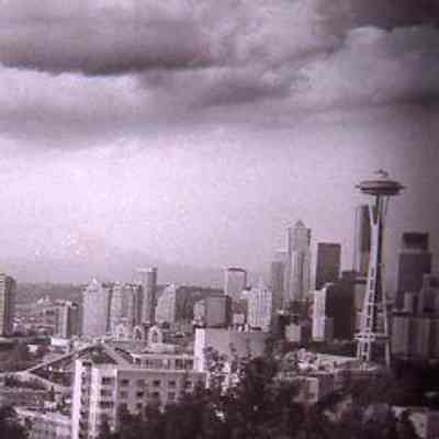 Seattle, Space Needle, and Mount Rainier