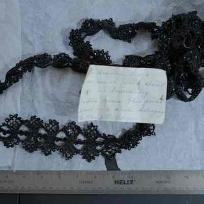 463 - beaded braid, black braid from a dress belonging to Elesbeth Freund Adams: c. 1880