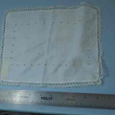 445 - doily, white linen w/ tatted edge