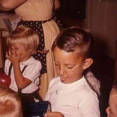 3. KJH 6th Birthday Party - Aug 20, 1958: Nancy (Bailey) Conrad (left), KJH (middle), EYH, and Chris Boushey (right)