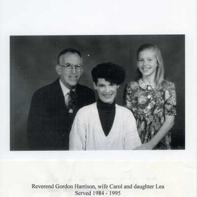 Photograph, Rev. Gordon Harrison, wife Carol and daughter Lea. Methodist Minister, Coupeville 1984-1995. Acc # 2020.011.005