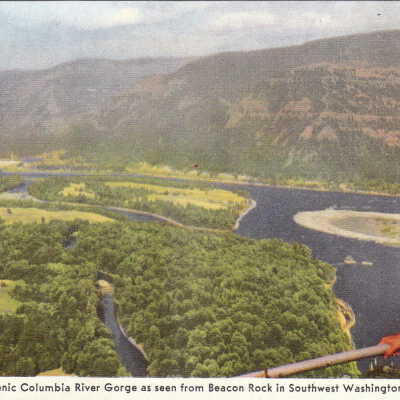 Scenic Columbia River Gorge as seen from Beach Rock in Southwest Washington