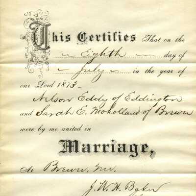 Eddy Marriage Certificate