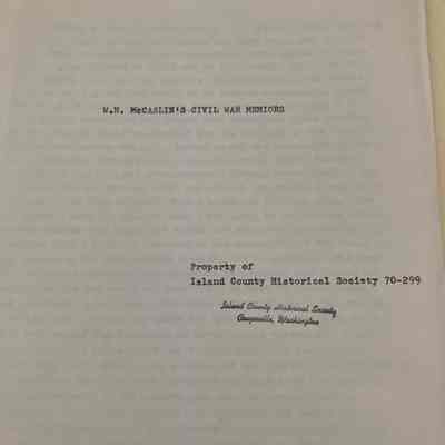 W. H. McCaslin's Civil War Memoirs: Typescript edition