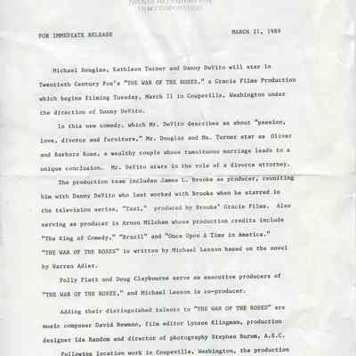 News Release - The War of the Roses