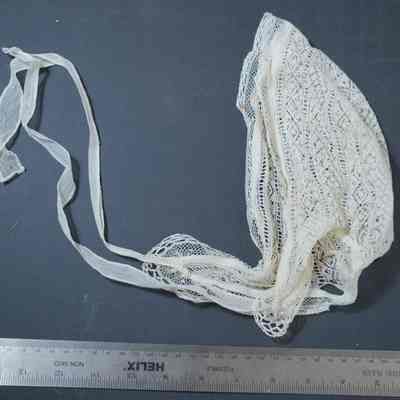 408 - white needle lace night cap: Lillian Kennedy