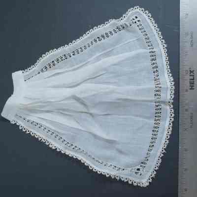 486 - jabot, linen, handmade, "Hardanger" w/ tatted edges