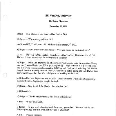 Interview with Bill VanDyk