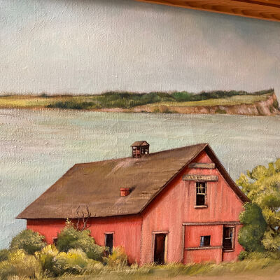 Painting of the Straub blacksmith shop on Front Street