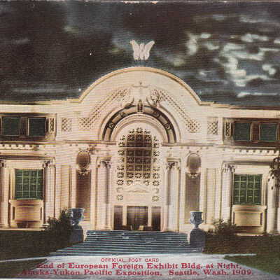End of European Foreign Exhibit Building at Night