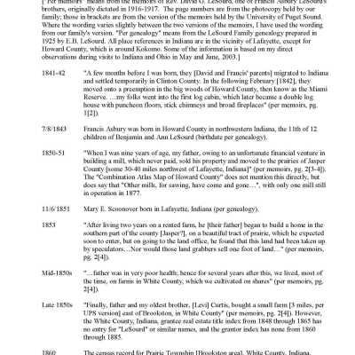 A Chronological History of Francis Asbury and Mary Scoonover LeSourd in Midwest