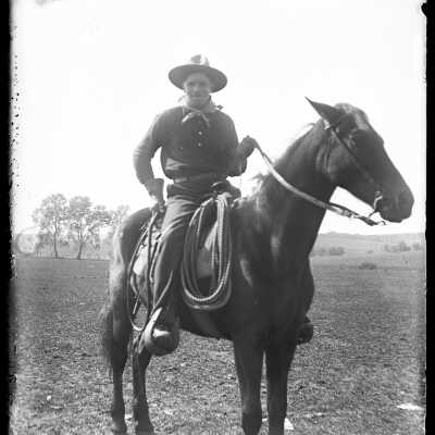 Man on horseback: Origsize: 4x5; Origformat: Negative