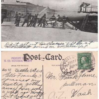 Loading a 12 in Gun, To Frank Jenne: Origsize: 3.5x5.5; Origformat: Print-Photographic