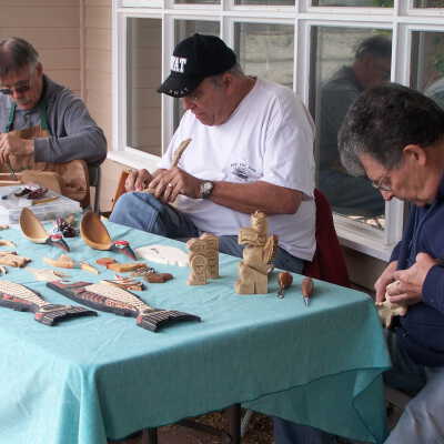 men carving