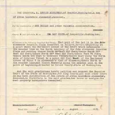 Quit Claim Deed - Alexander to White