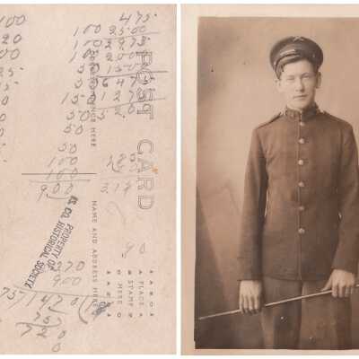 Man posing with baton: Origsize: 3.5x5.5; Origformat: Print-Photographic