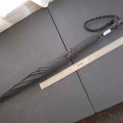 593 - black w/ long black handle, silver on end, black loop: Belonged to Monroe family