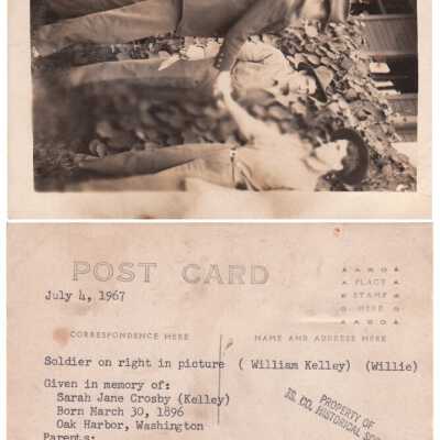 Two men shaking hands, William Kelley, and one with knife: Origsize: 3.5x5.5; Origformat: Print-Photographic