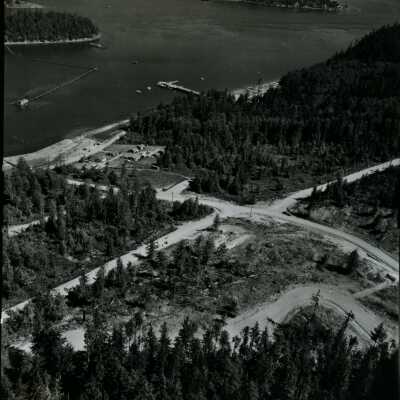 Aerial photo of roadways and waterway