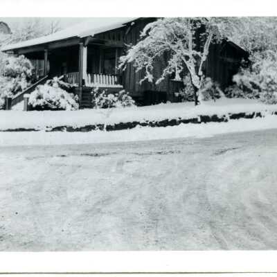 Burrier House on the Corner During a Snowstorm