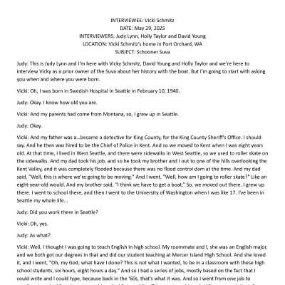Vicki Schmitz Oral History Transcript