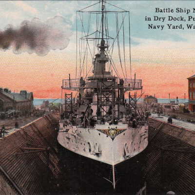 Battle Ship Nebraska in Dry Dock, Puget Sound Navy Yard, Washington