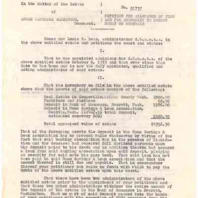 Petition for Allowance of Fees and for Authority to Borrow Money on Mortgage