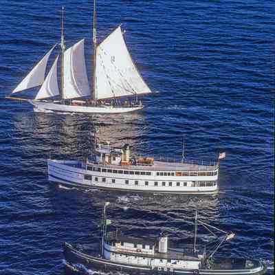 Adventuress, Virginia V, and Arthur Foss Boats