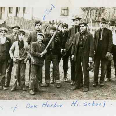 Boys of Oak Harbor High School 1911: Carl labeled in photo (4th from left)
