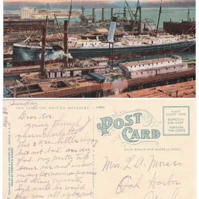 The Seattle Dry Dock Co's Shipyard: Origsize: 3.5x5.5; Origformat: Print-Photographic