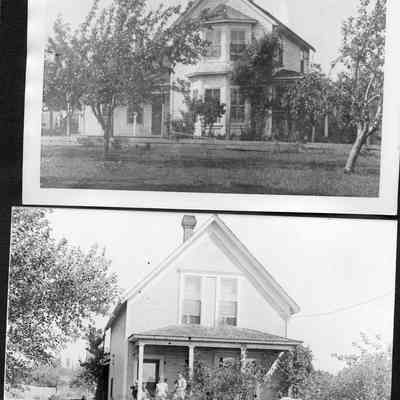 Top: Home of Nathan and Francis James - Coupeville, WA: Bottom: Home of Andrew & Abigail James Morrill near Prairie Center 1912 (ID #2023.dpw.112)