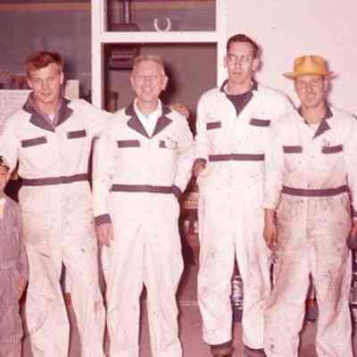13. Brooks Service Opening Event - Sept. 1959: Left to right, KJH, Alan Hendrickson (husband of MAB's daughter, Elaine), WKB, DJC, unknown